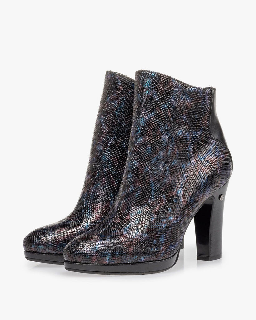 Ankle boot croco print blue