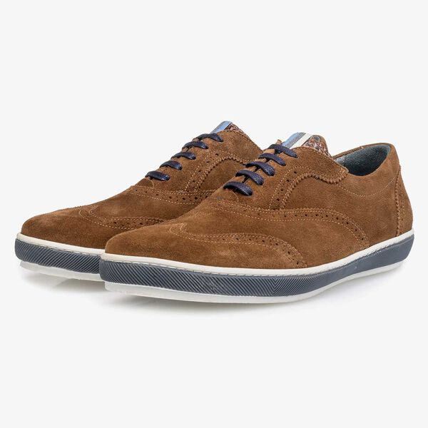 Brown suede leather brogue shoe