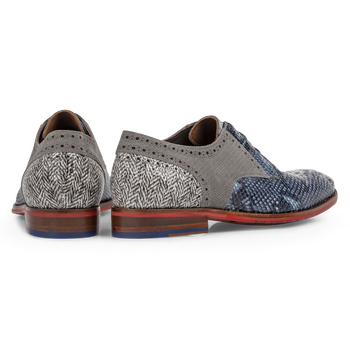 Lace shoe printed leather blue