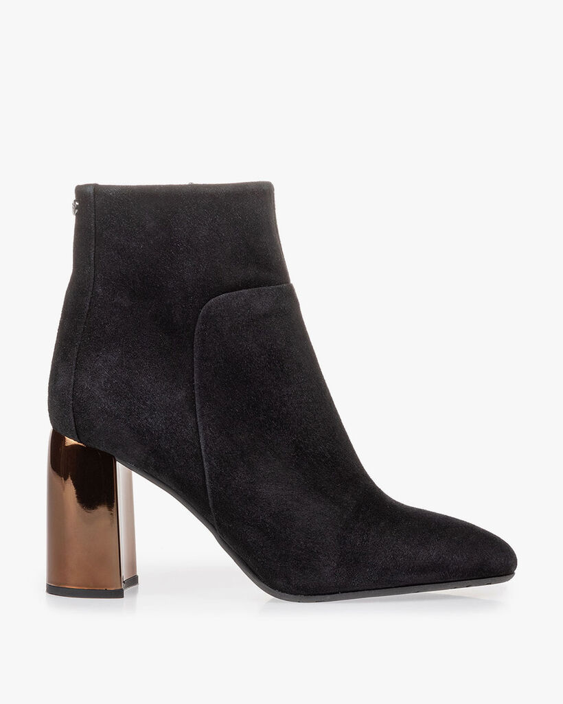 Ankle boot black suede leather