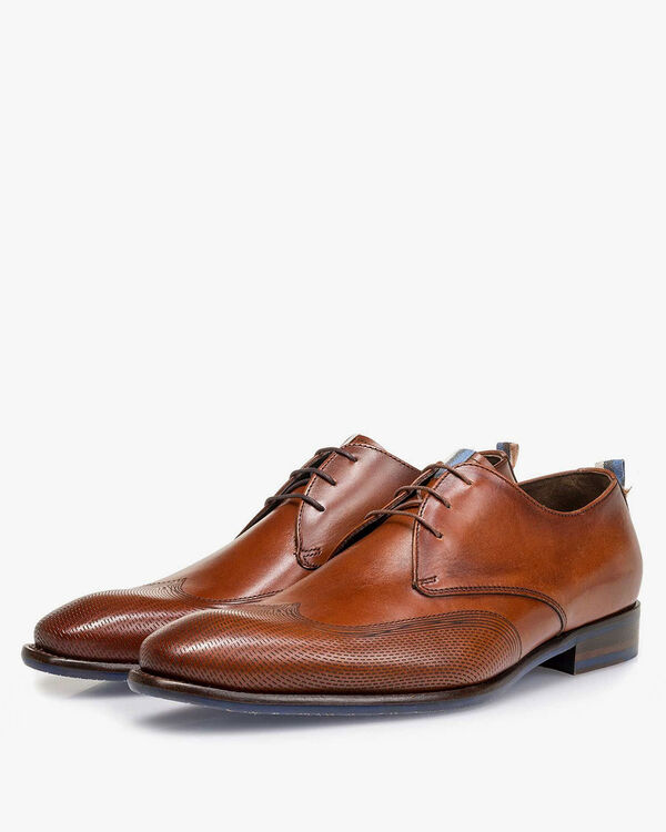 Lace shoe calf leather cognac