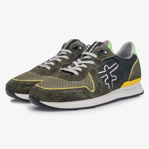Green-yellow suede leather sneaker