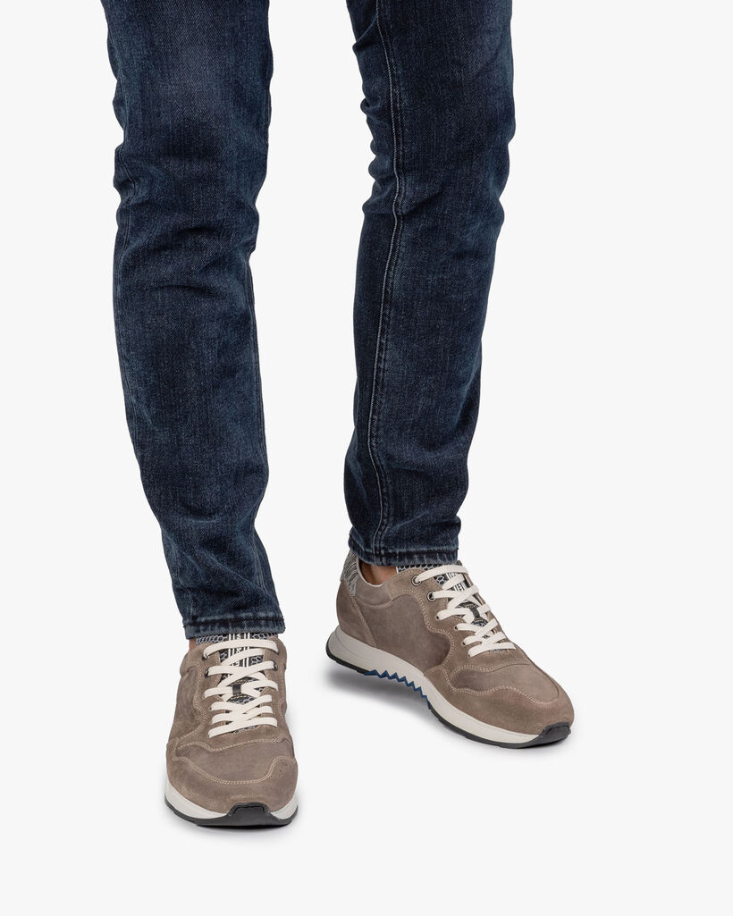 Taupe-coloured suede leather sneaker