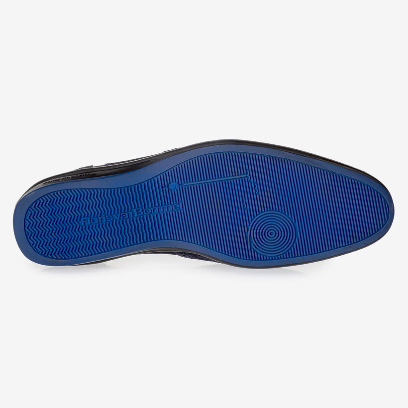 Dark blue suede leather lace shoe