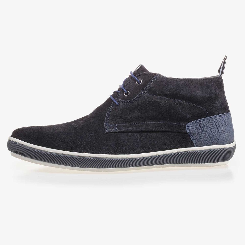 Dark blue suede leather lace shoe
