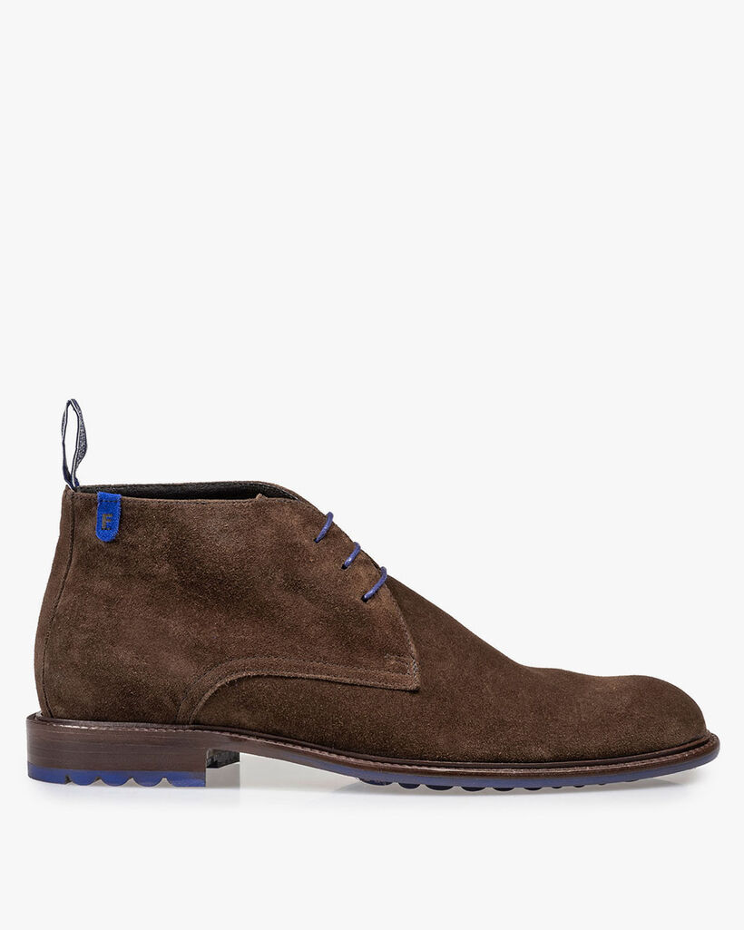 Lace boot suede leather taupe