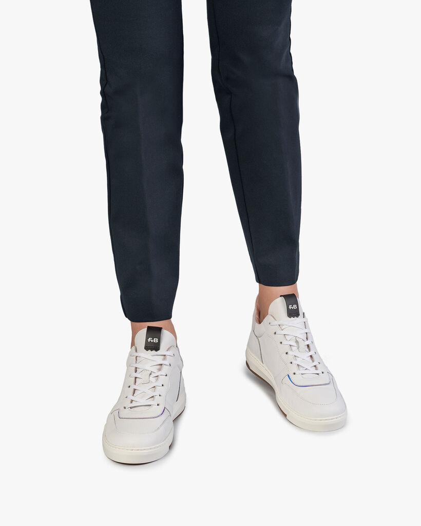 White leather sneaker with print
