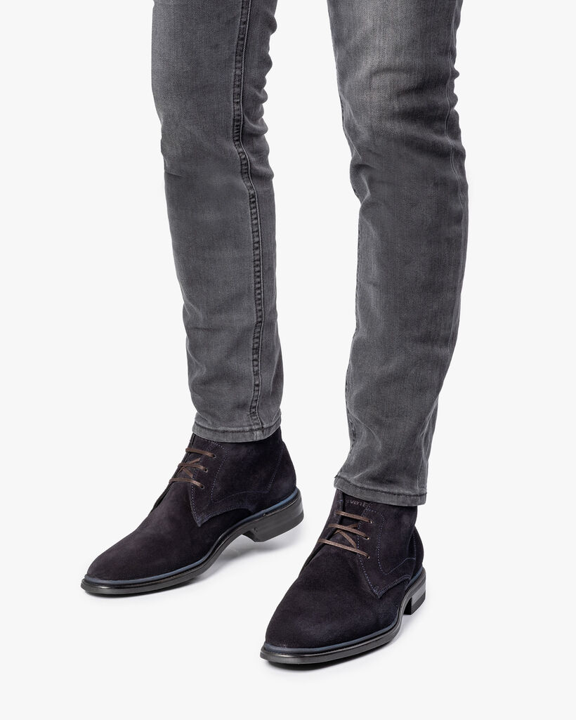 Lace boot suede leather blue