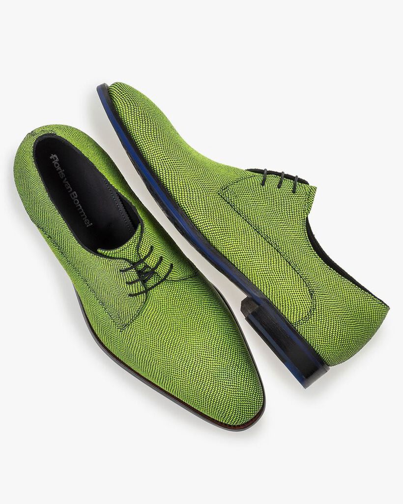 Lace shoe printed suede leather yellow
