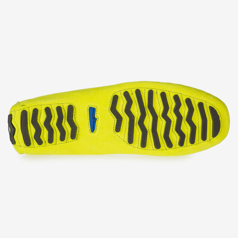Premium fluorescent yellow leather moccasin