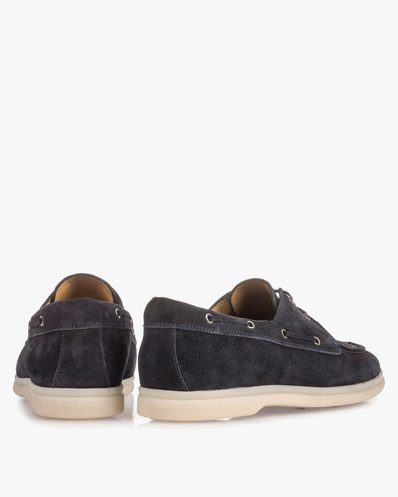 Dark blue suede leather boat shoe