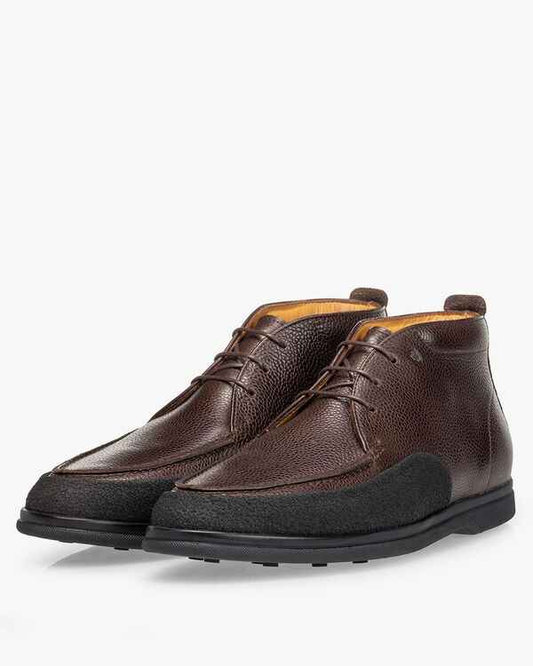 Lace boot printed leather brown