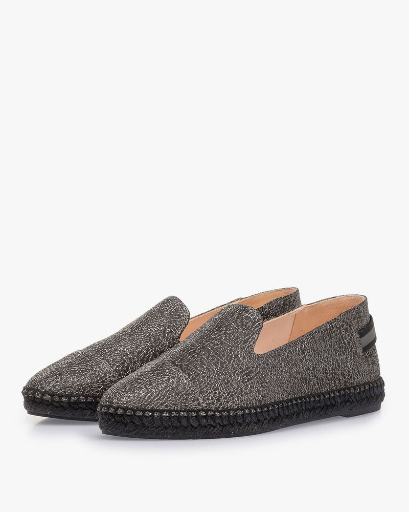 Black espadrilles metallic print