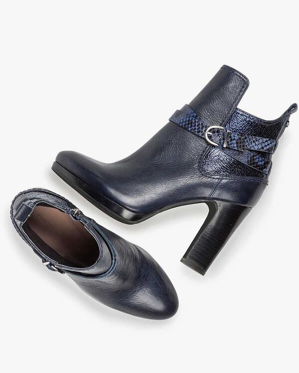 Blue calf leather ankle boots