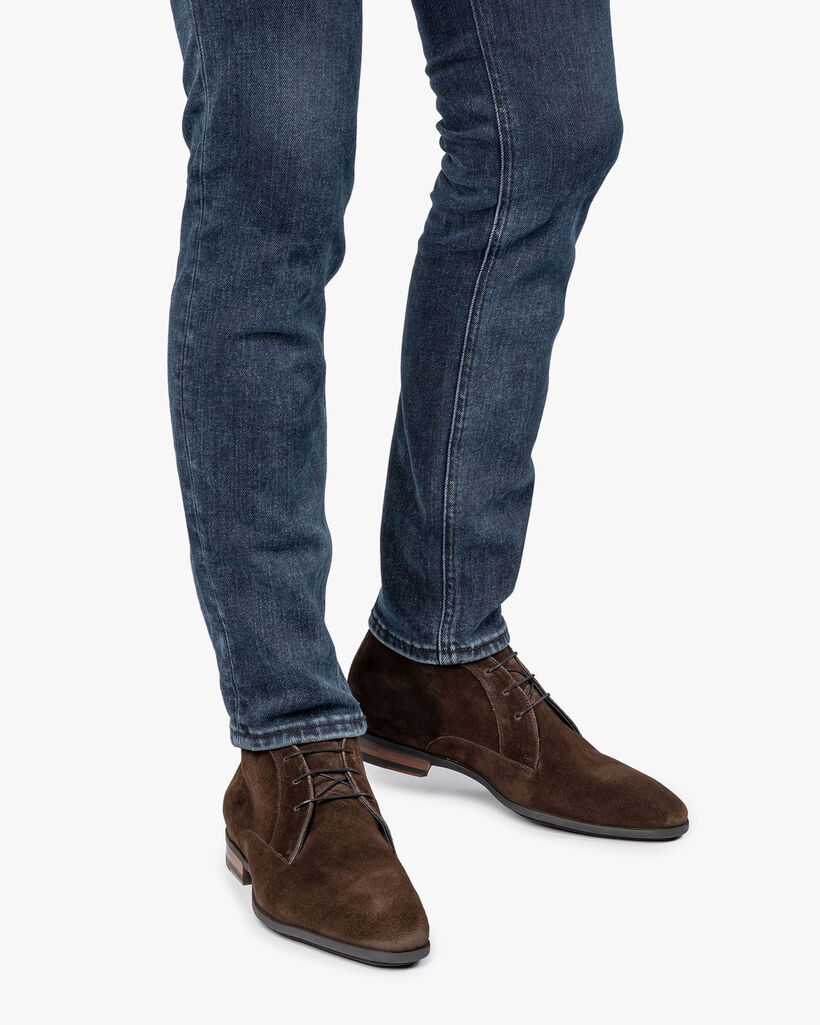 Dark brown suede leather lace boot