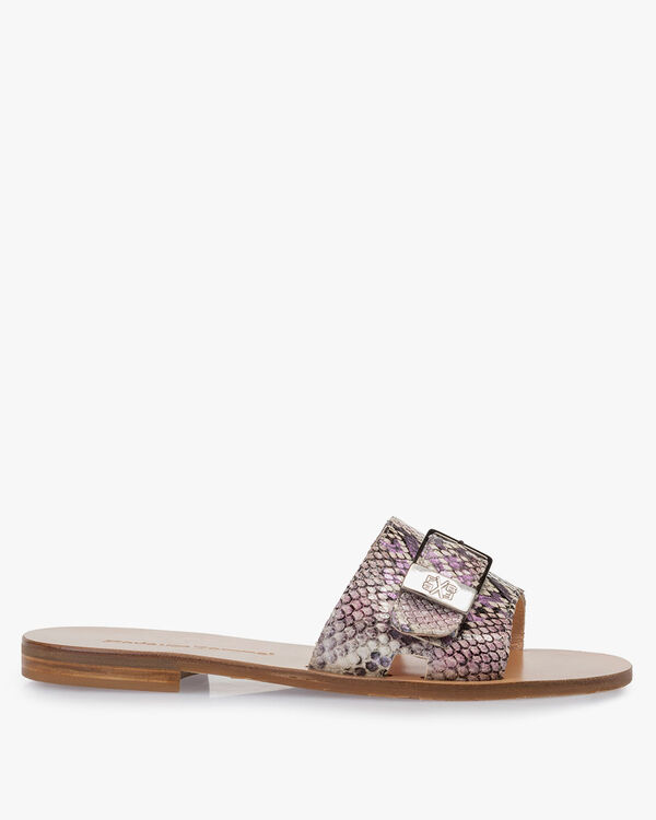 Slipper printed leather pink