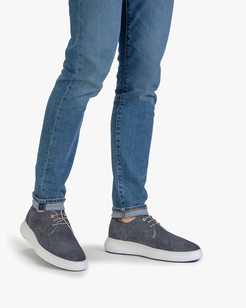 Sneaker printed suede leather blue