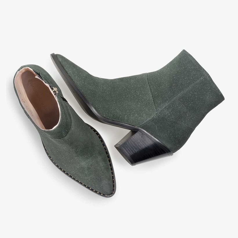 Olive green Western boot with glitter effect