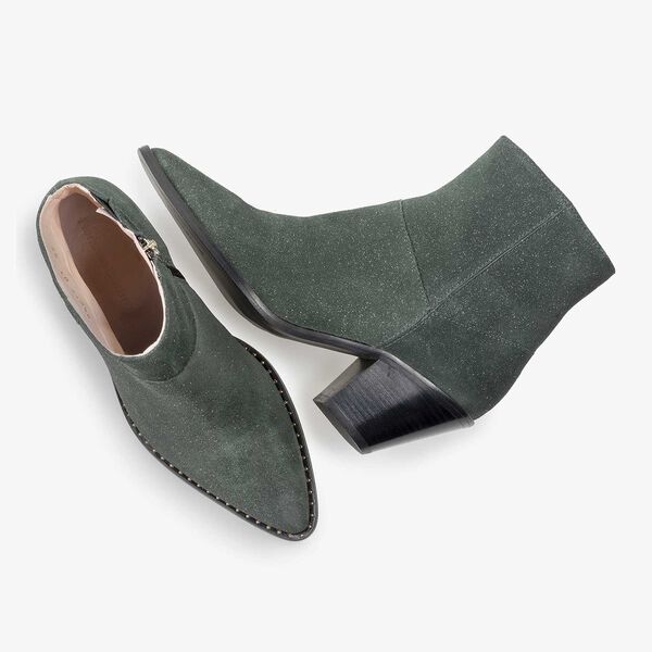 Olive green Western boot with glitter effect