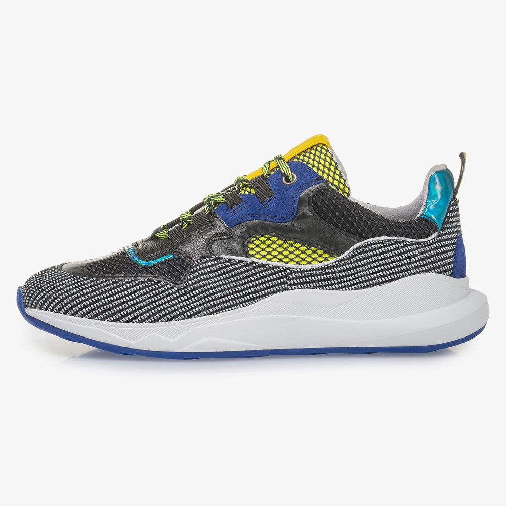 Premium blue and yellow suede leather sneaker