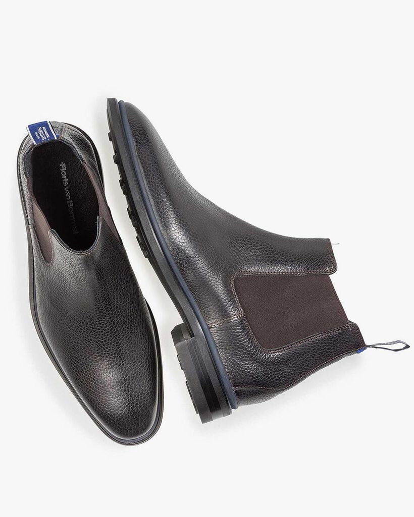 Black calf leather Chelsea boot with print