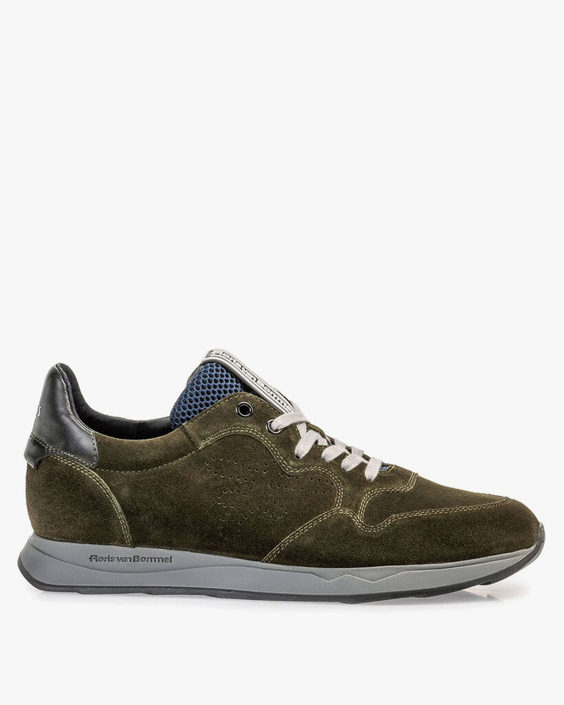 Sneaker suede leather dark green