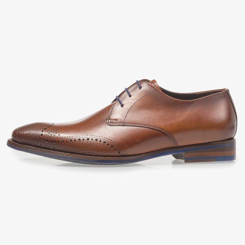 Dark cognac-coloured calf leather lace shoe