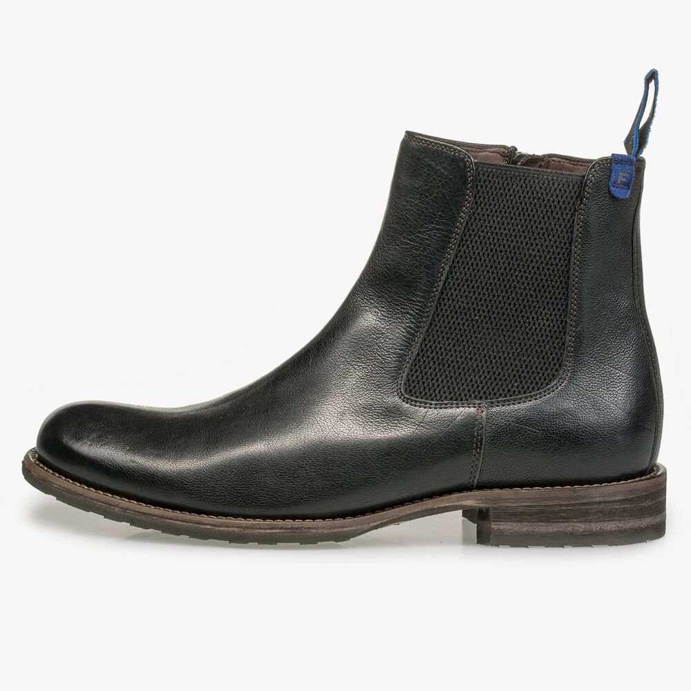 Black wool lined leather Chelsea boot