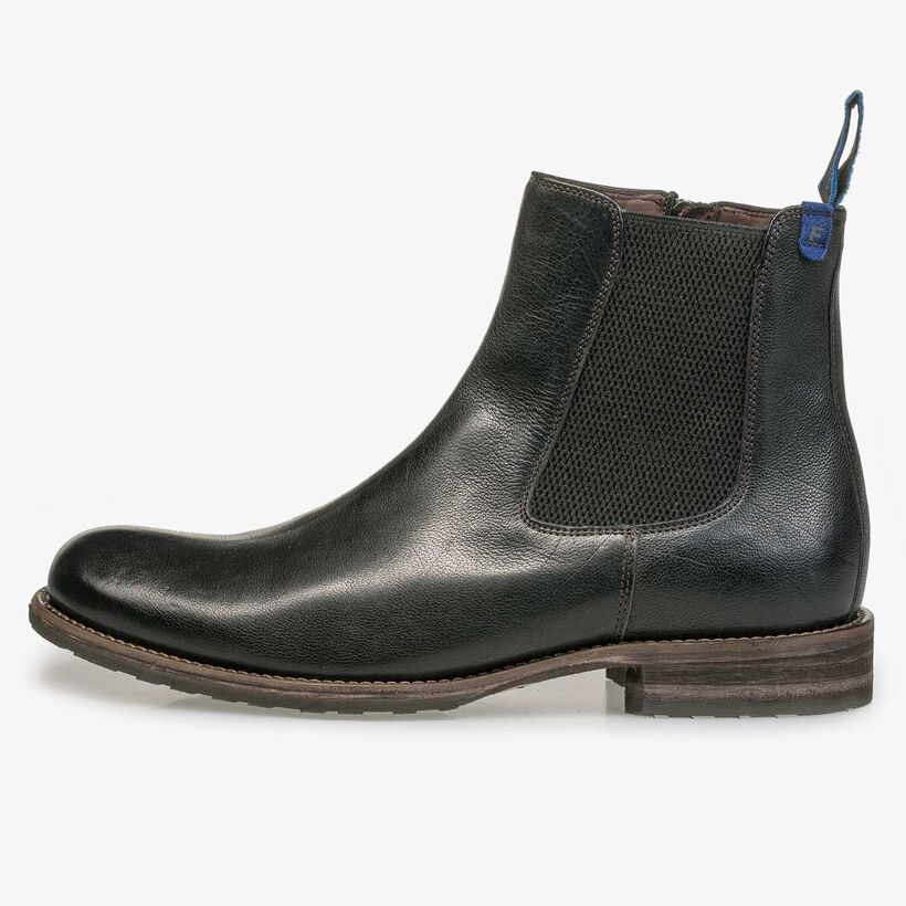 Black wool lined leather Chelsea boot
