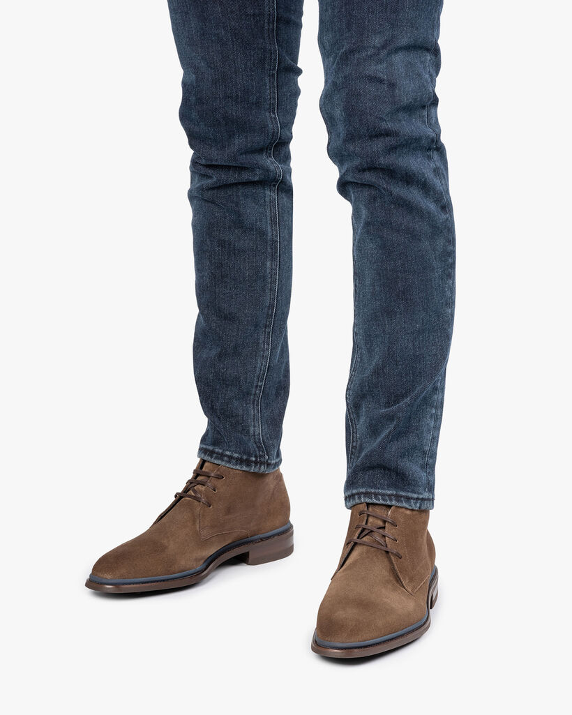 Lace boot suede leather taupe
