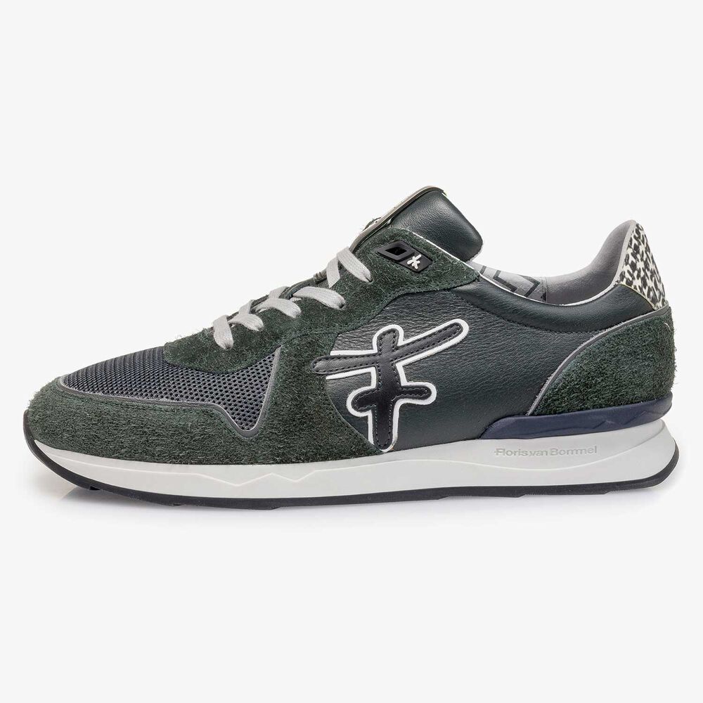 Dark green calf leather sneaker