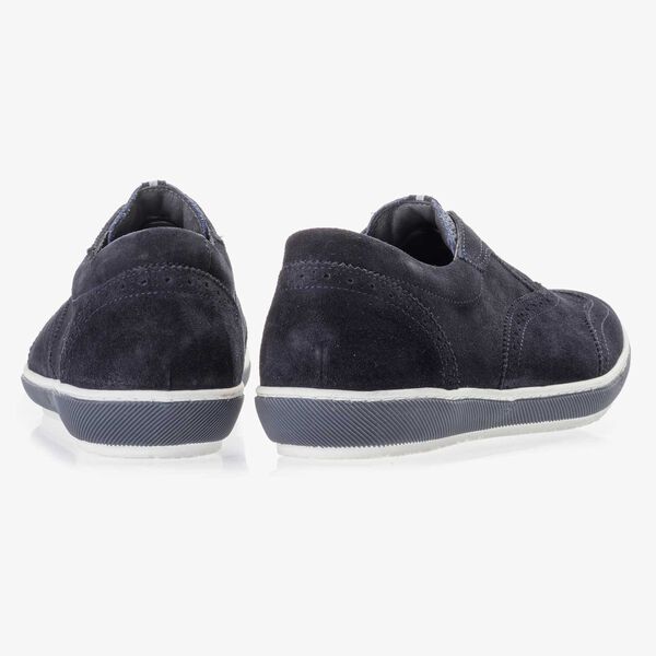Dark blue suede leather brogue shoe