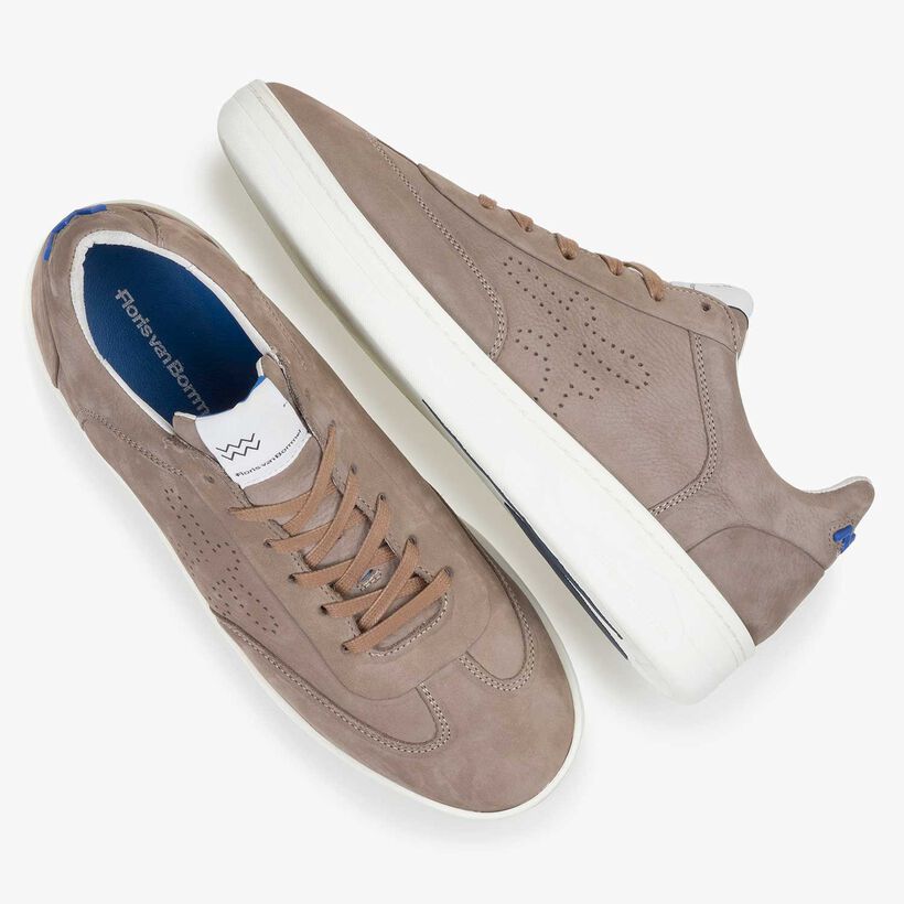 Taupe-coloured nubuck leather sneaker