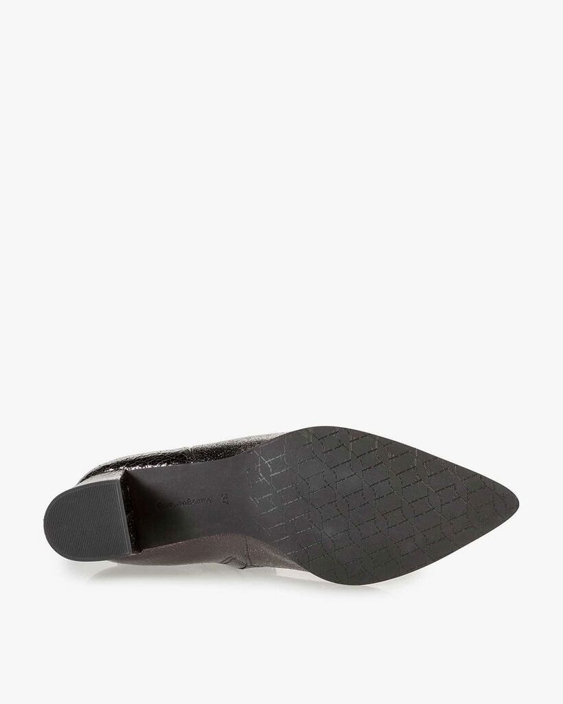 Dark grey ankle boots metallic print