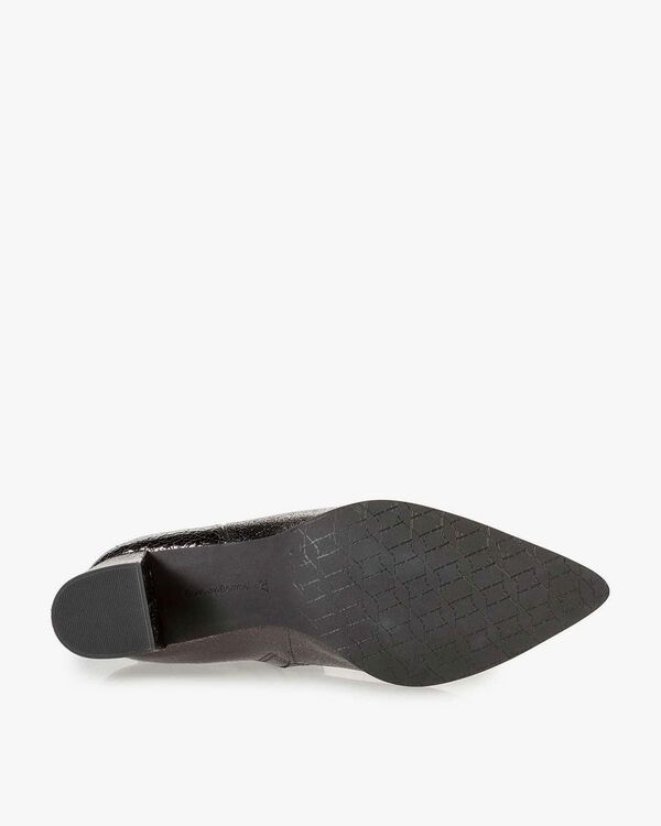 Dark grey ankle boots metallic print