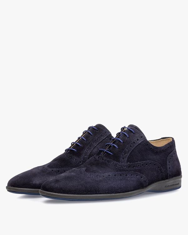 Lace shoe suede leather blue