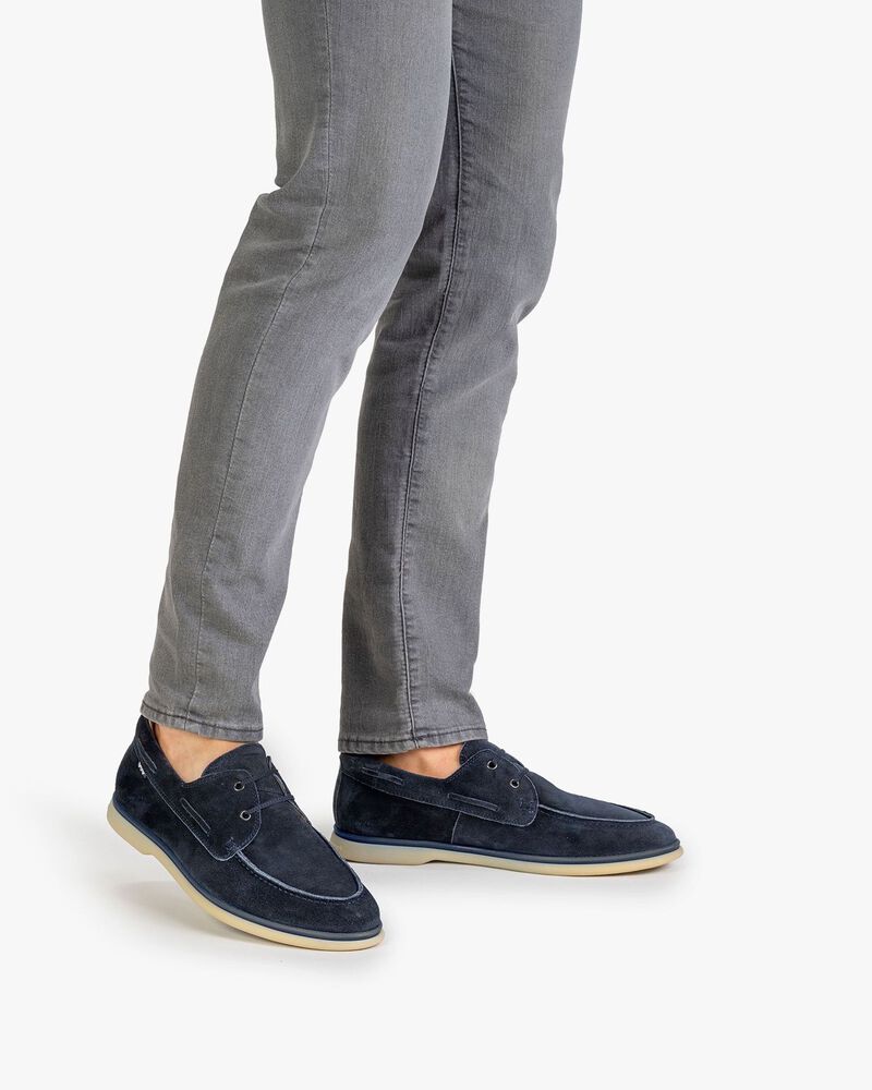 Boat shoe suede leather blue
