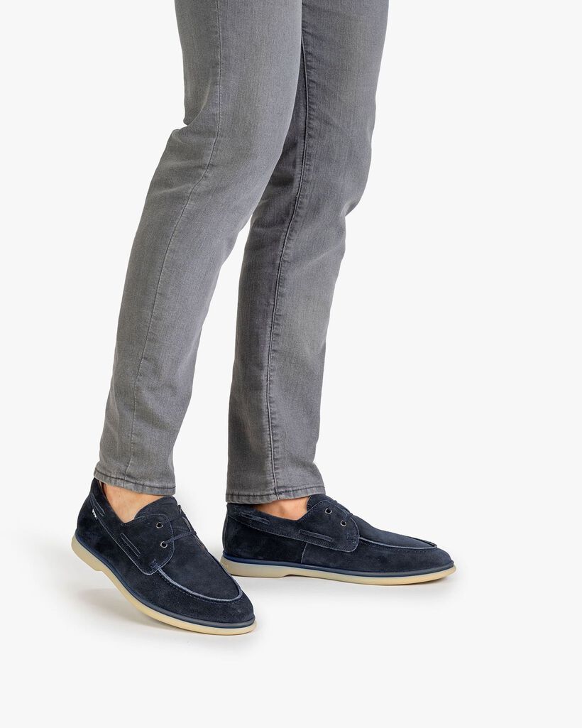 Boat shoe suede leather blue