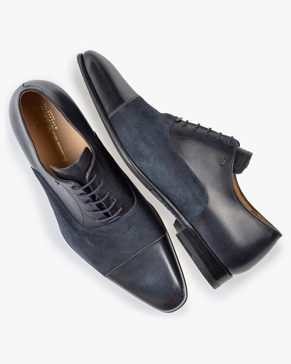 Lace shoe calf lather blue