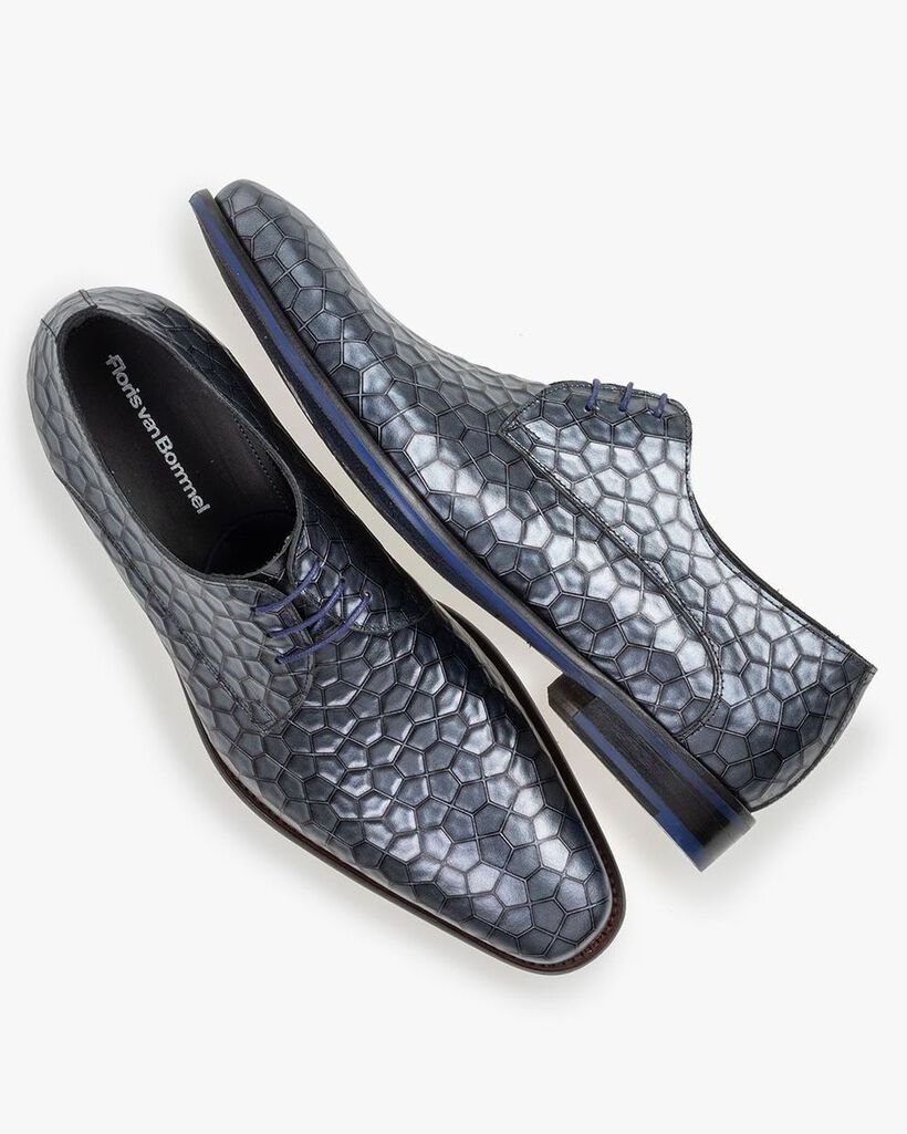 Lace shoe metallic print grey