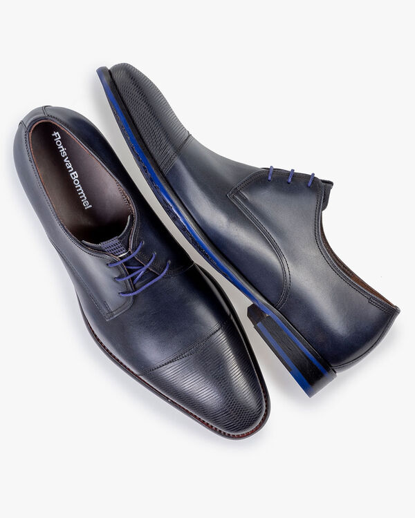 Lace shoe calf leather dark blue