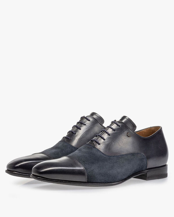 Lace shoe calf lather blue