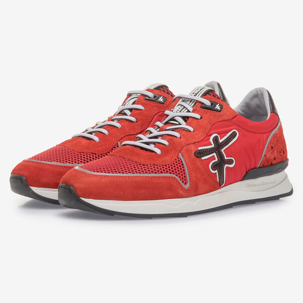 Red suede leather sneaker