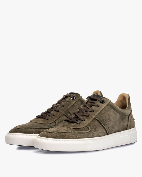 Sneaker green suede leather