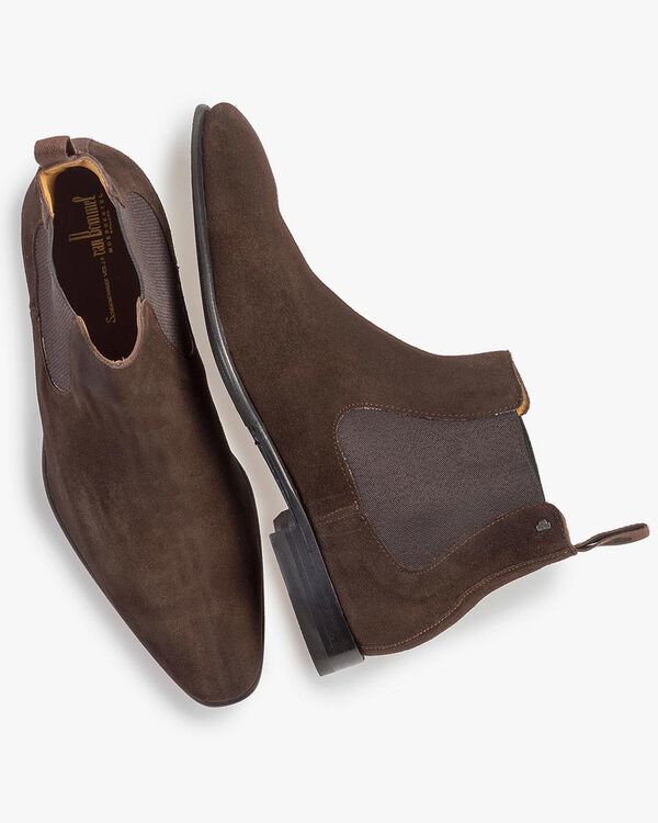 Dark brown suede leather Chelsea boot