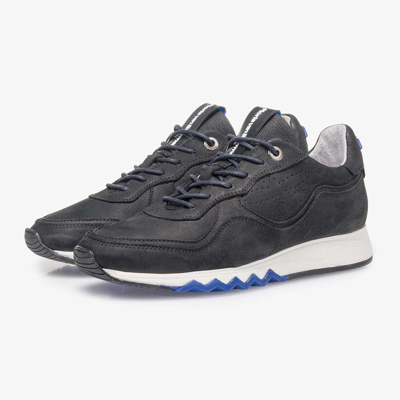 Black structured nubuck leather