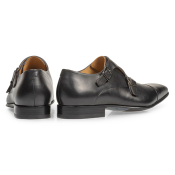 Black calf leather monk strap