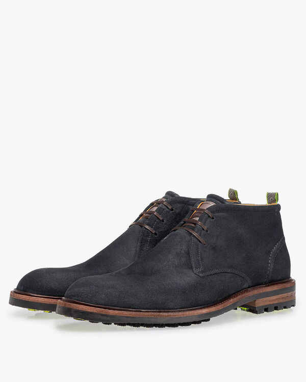 Lace boot suede leather black