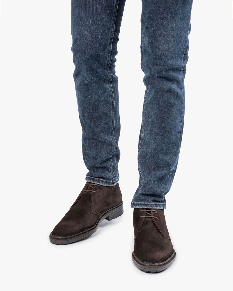 Dark brown suede leather lace boot