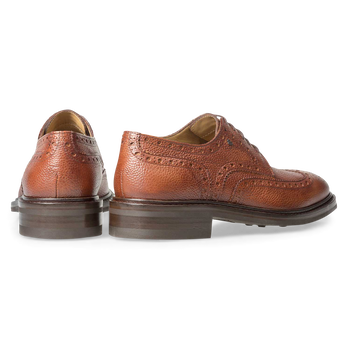 Cognac-coloured leather brogue lace shoe